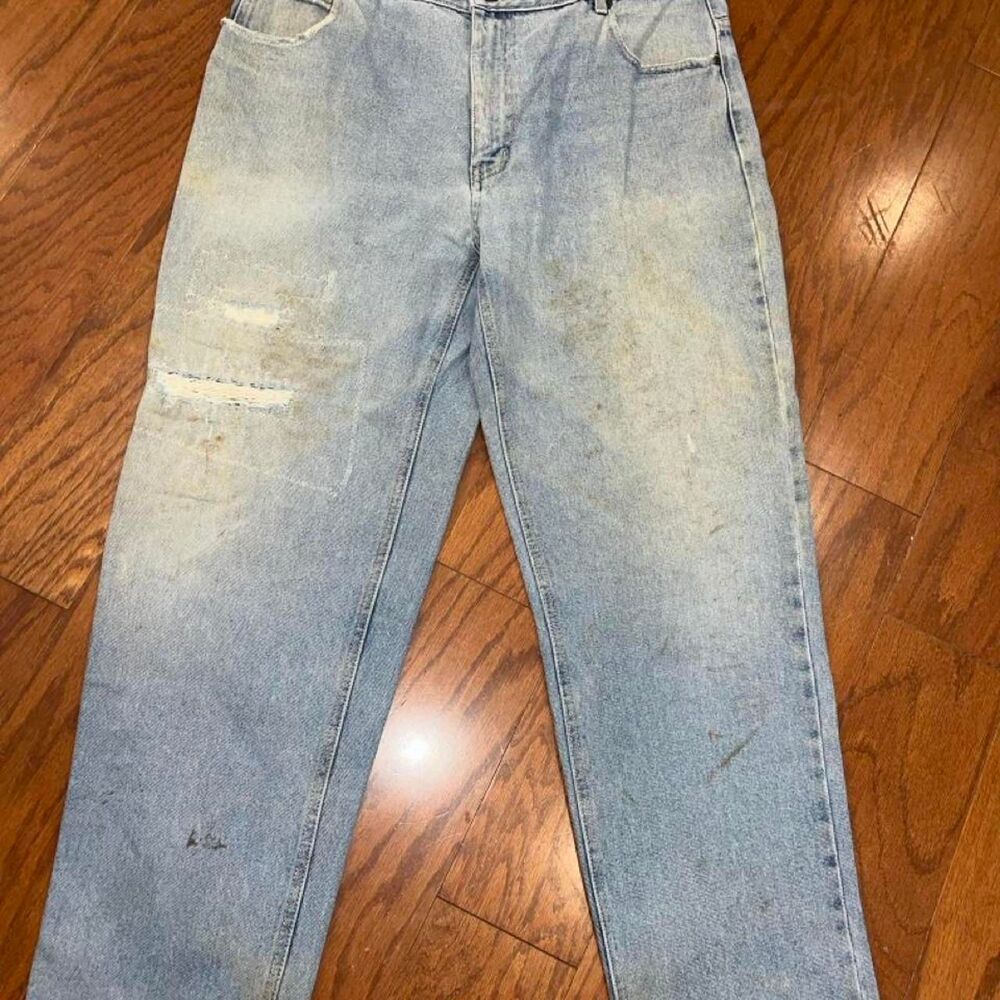 Vintage Nevada Men's Denim Jeans 38x29 natural distressing cut off streetwear